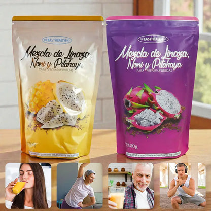 🌿 LINAZA + NONI + PITAHAYA: Bienestar Natural en Polvo